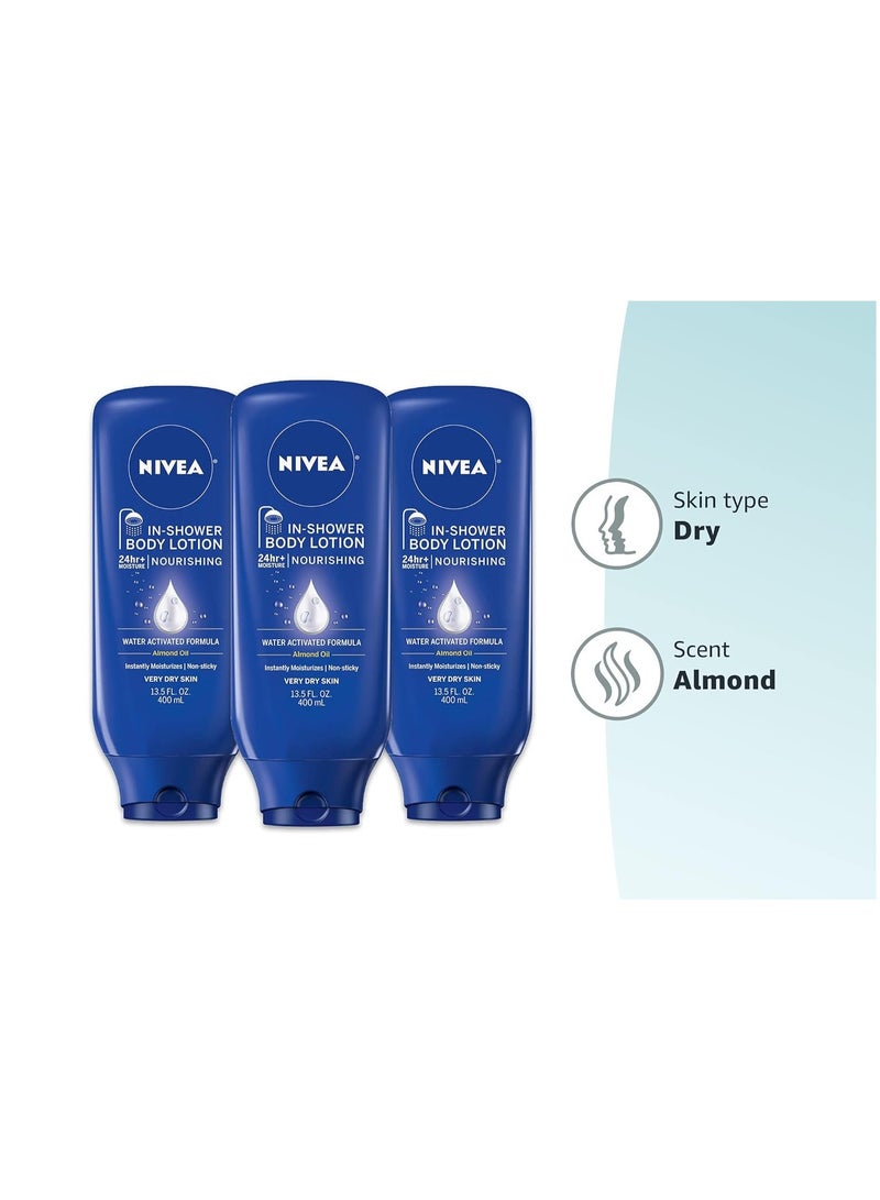 NIVEA Nourishing In Shower Lotion, Body Lotion for Dry Skin,400ml pack of 3 - Image 3